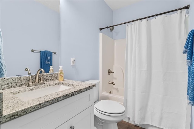 541 Mulberry Cir, Jasper, GA 30143 - full bathroom with toilet, hardwood / wood-style flooring, vanity, and shower / tub combo