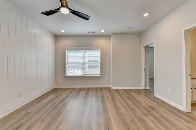 2090 Harvester Ln, Buford, GA 30518 - spare room with light wood-style flooring, ceiling fan, and recessed lighting
