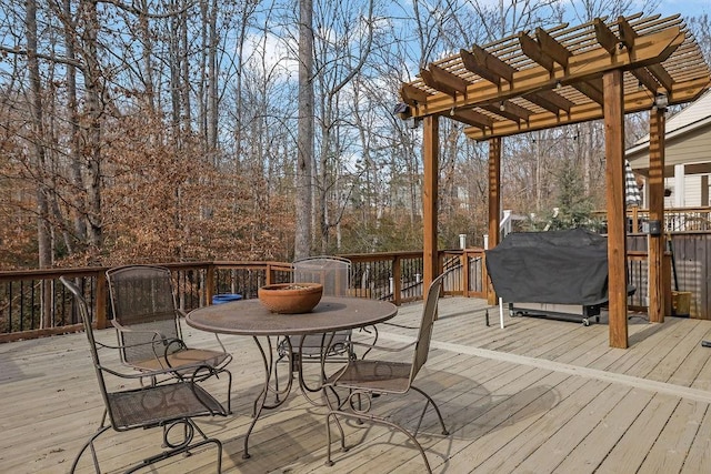 wooden terrace with grilling area