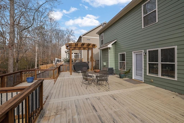 wooden terrace featuring a pergola