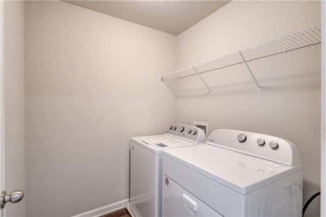 2378 Morgan Creek Rd, Buford, GA 30519 - laundry area featuring washing machine and clothes dryer and baseboards