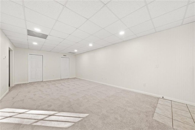 179 Hunters Crk, Dallas, GA 30157 - below grade area with carpet floors, a drop ceiling, and recessed lighting