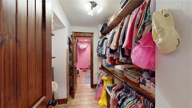 spacious closet with wood finished floors