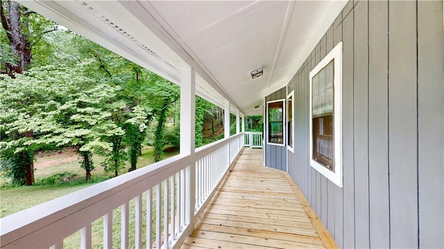 wooden deck with covered porch