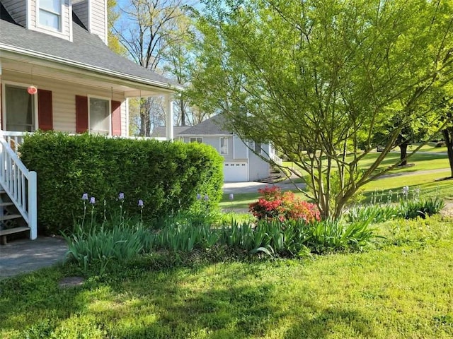 view of yard featuring a porch