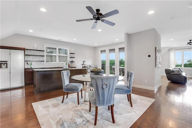 4550 Lois St SE, Smyrna, GA 30080 - dining room featuring ceiling fan, recessed lighting, wood finished floors, and baseboards