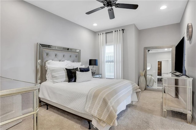 4550 Lois St SE, Smyrna, GA 30080 - bedroom featuring carpet flooring, recessed lighting, and a ceiling fan