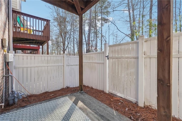 view of patio featuring a fenced backyard