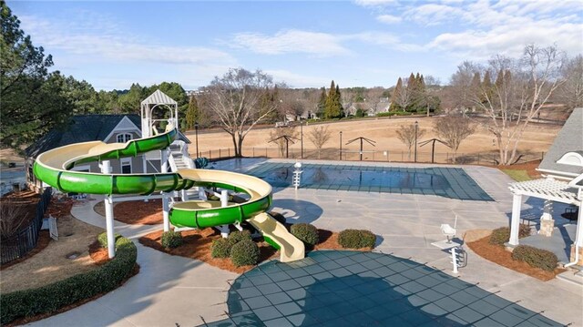 6355 Marlow Dr, Cumming, GA 30041 - pool featuring a water slide, fence, and playground community