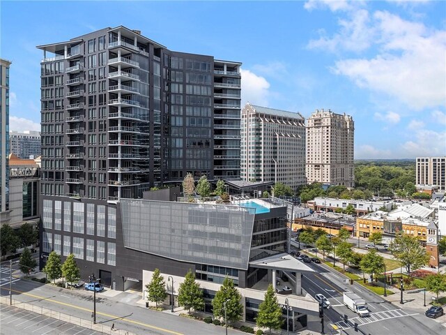 view of building exterior featuring a city view