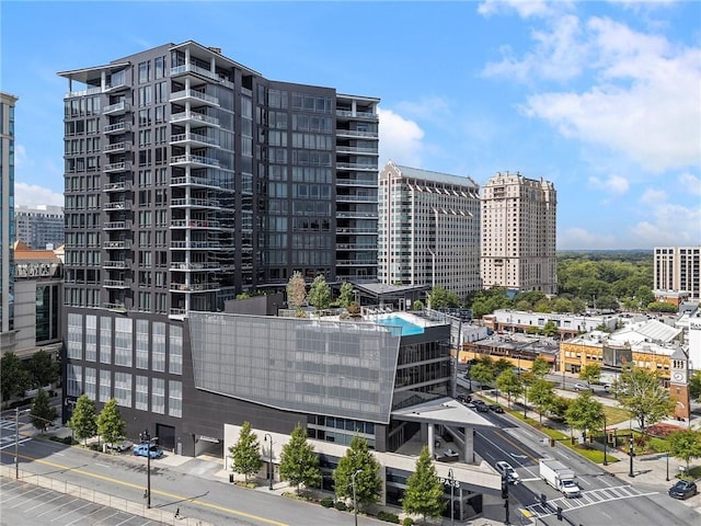 view of building exterior featuring a view of city