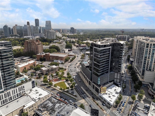 birds eye view of property with a view of city