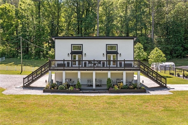 4791 Talona Rd, Talking Rock, GA 30175 - back of property featuring stairway, a deck, and french doors