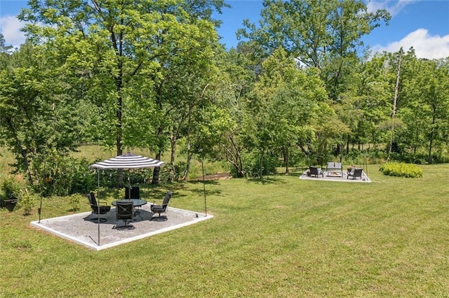 4791 Talona Rd, Talking Rock, GA 30175 - view of green lawn featuring a fire pit and a patio area