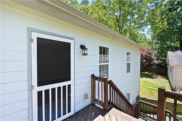 5971 Dogwood Dr SE, Acworth, GA 30102 - view of exterior entry with a wooden deck