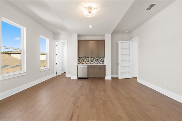 interior space with light hardwood / wood-style floors