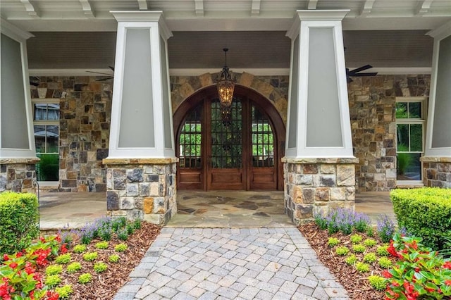 entrance to property featuring french doors