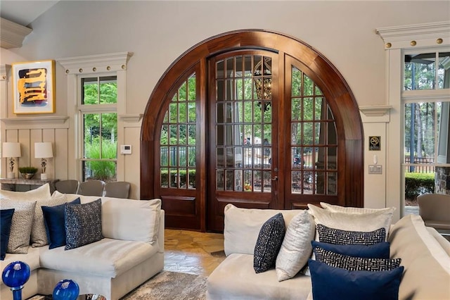 interior space with vaulted ceiling