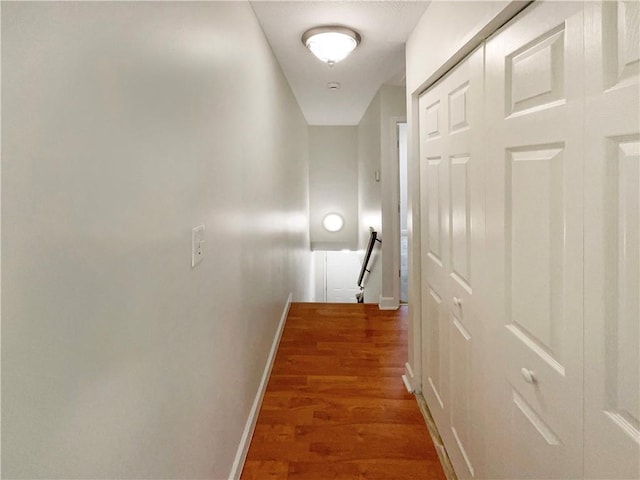 corridor featuring dark hardwood / wood-style flooring