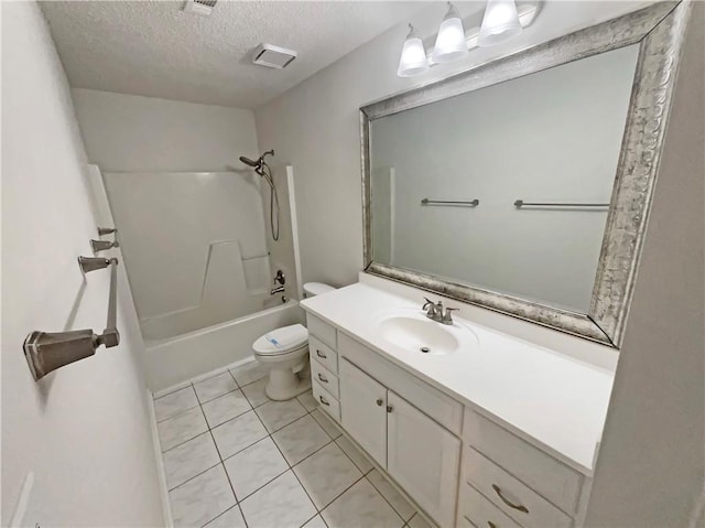 46 Timber Walk Dr, Sharpsburg, GA 30277 - full bathroom featuring a textured ceiling, vanity, shower / bathtub combination, and tile patterned flooring