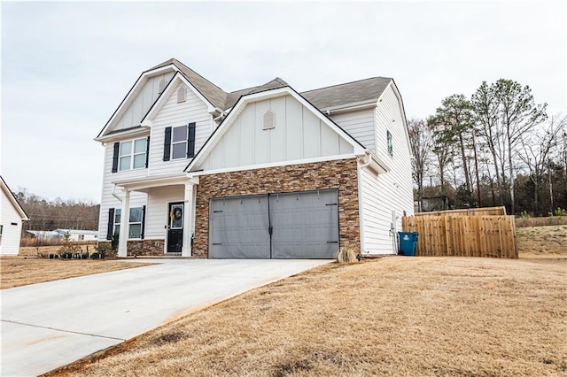 craftsman inspired home featuring a garage