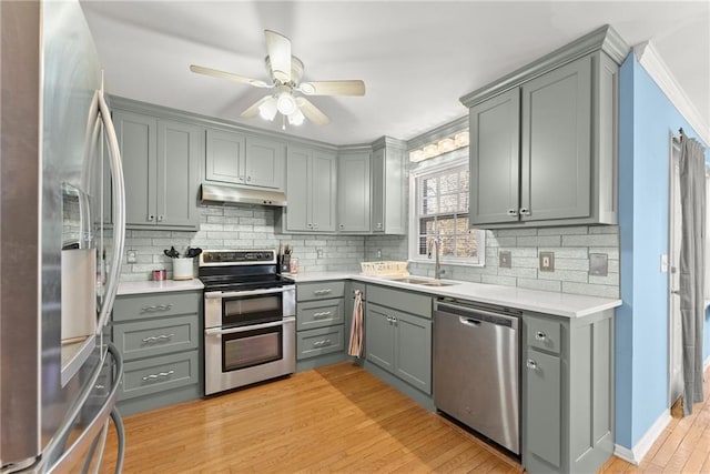 4010 Catawba Rdg, Gainesville, GA 30506 - kitchen with sink, appliances with stainless steel finishes, and gray cabinets