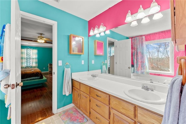 4010 Catawba Rdg, Gainesville, GA 30506 - bathroom with vanity and ceiling fan