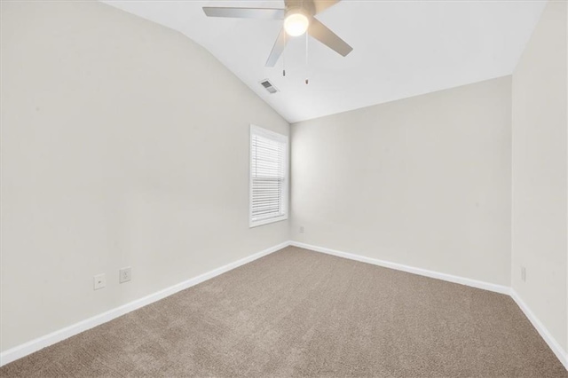 3607 Archgate Ct, Alpharetta, GA 30004 - empty room featuring vaulted ceiling, a ceiling fan, carpet floors, and baseboards