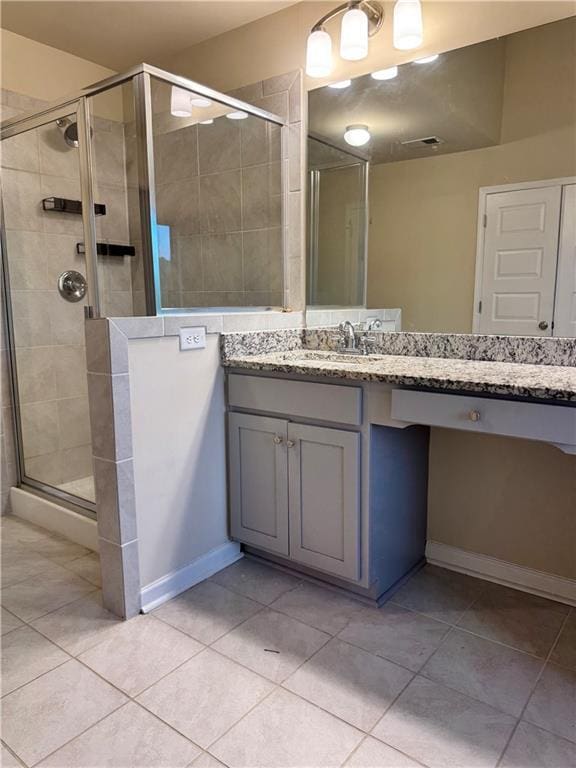 7703 Hansel Ln, Lithonia, GA 30058 - full bath featuring vanity, a stall shower, and tile patterned floors