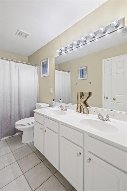 1465 Laleiah Dr, Cumming, GA 30041 - full bathroom with visible vents, a sink, tile patterned flooring, and double vanity