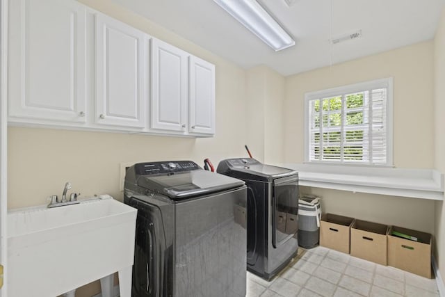 1465 Laleiah Dr, Cumming, GA 30041 - laundry room with a sink, independent washer and dryer, cabinet space, and visible vents