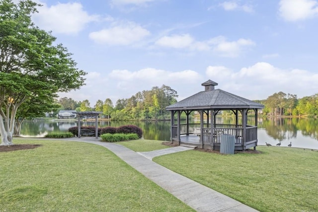 1465 Laleiah Dr, Cumming, GA 30041 - surrounding community featuring a gazebo, a water view, and a lawn