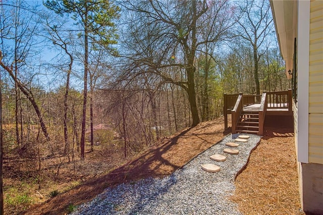 view of yard with a deck