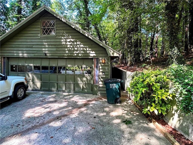 view of garage