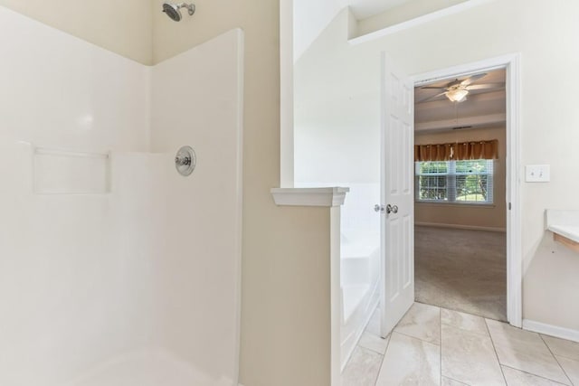2410 Napa Valley Dr, Villa Rica, GA 30180 - bathroom with a shower, a bath, and ceiling fan