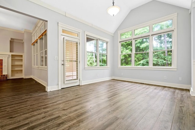 37 Misty Hill Trl, Dallas, GA 30132 - spare room with dark wood-style flooring, vaulted ceiling, and baseboards