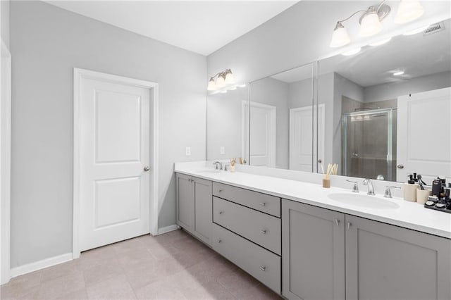 bathroom featuring vanity and walk in shower