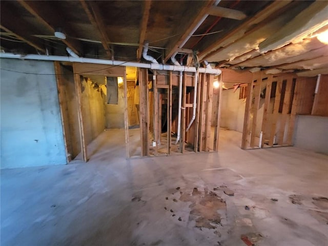 view of unfinished basement