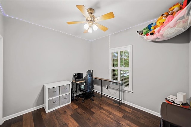 139 Mountain Vista Blvd, Canton, GA 30115 - home office with wood finished floors, baseboards, and ceiling fan