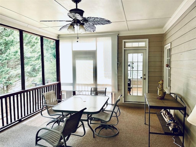 4653 Glory Maple Trce, Powder Springs, GA 30127 - sunroom featuring a ceiling fan and outdoor dining area
