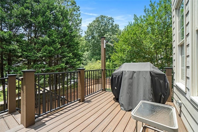 4653 Glory Maple Trce, Powder Springs, GA 30127 - wooden terrace with a grill and view of scattered trees