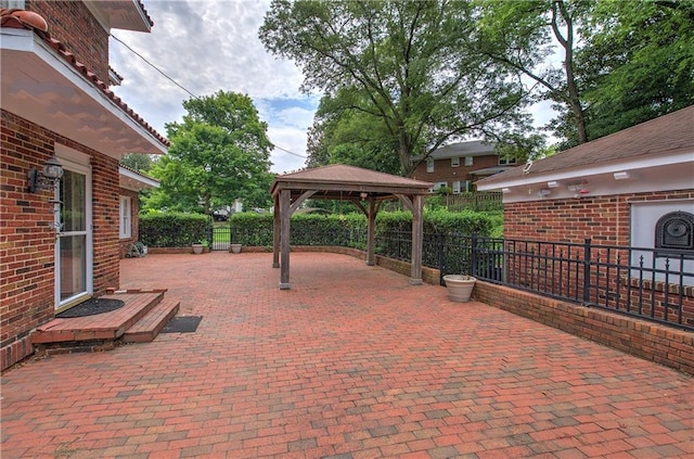 view of patio / terrace with a gazebo