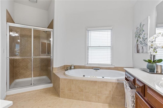 5355 Highland Pine Ln, Mableton, GA 30126 - full bath with vanity, a bath, and a shower stall