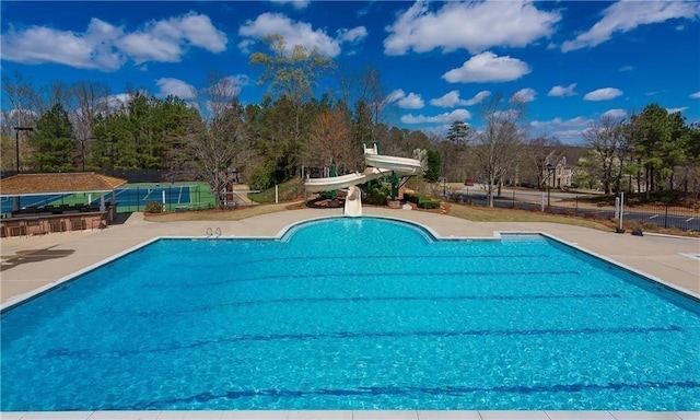 5355 Highland Pine Ln, Mableton, GA 30126 - view of swimming pool featuring a water slide and a patio area