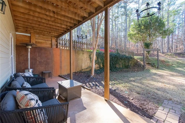 view of patio featuring an outdoor living space