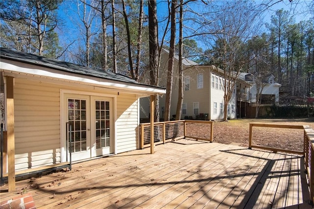 wooden terrace with french doors