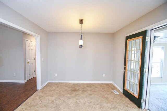 view of unfurnished dining area