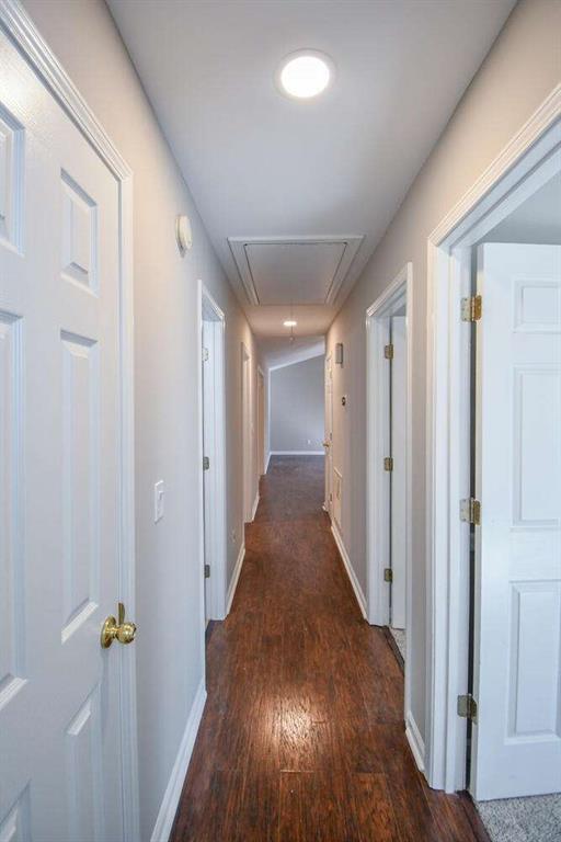 hall featuring dark wood-type flooring