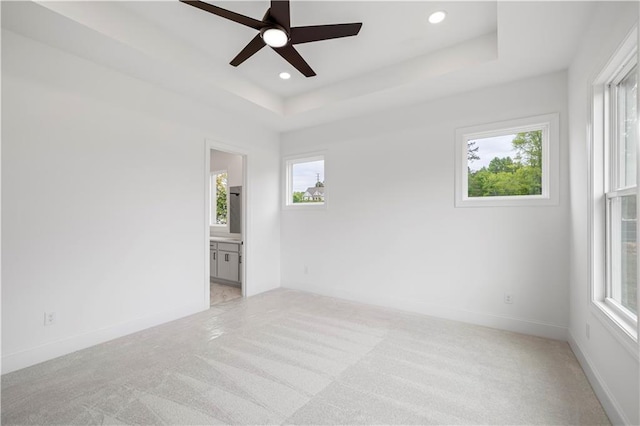 spare room with a raised ceiling and plenty of natural light