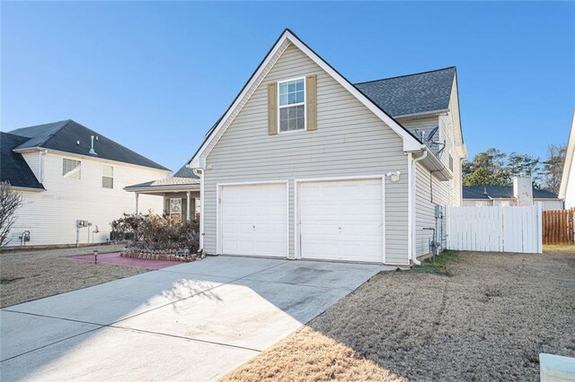 exterior space with a garage